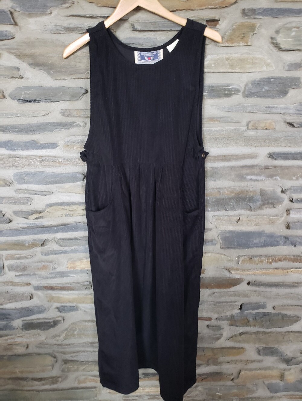 Vintage Pinafore Corduroy Dress Medium Black
